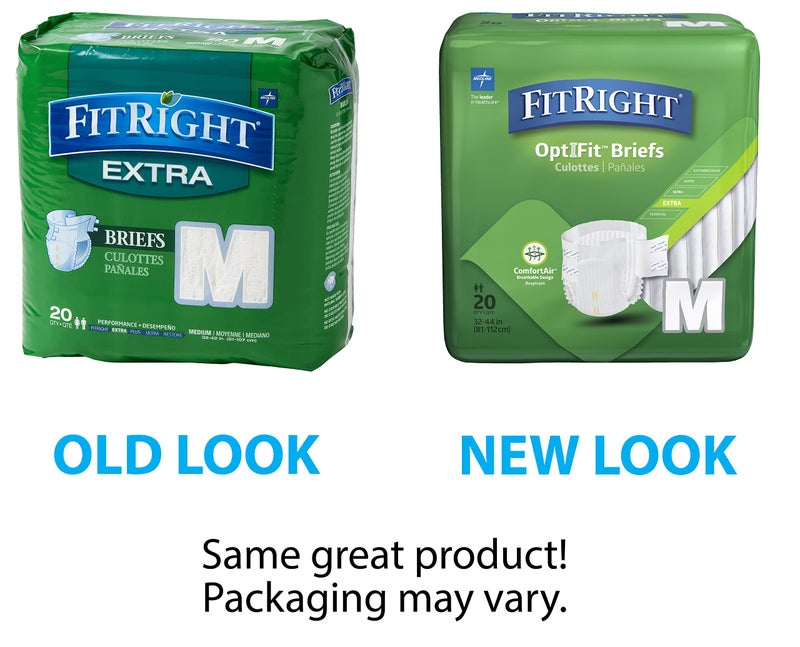 FitRight OptiFit Extra Adult Briefs, Incontinence Diapers with Tabs, Moderate Absorbency, Medium, 32 to 44", 20 Count - Image 2